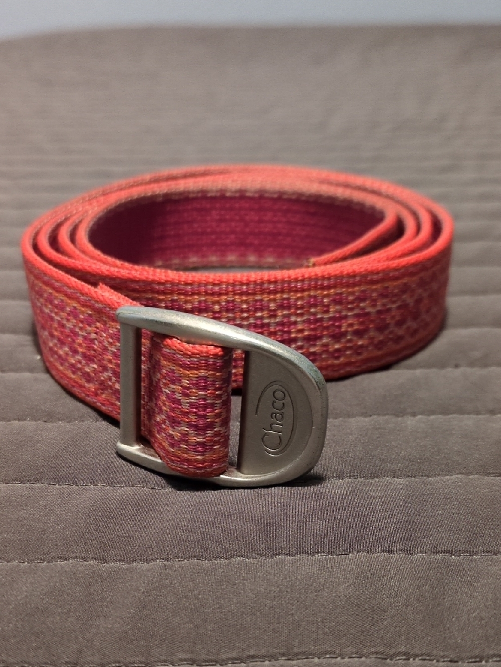 Chaco Coral and Pink Patterned Webbing Belt
